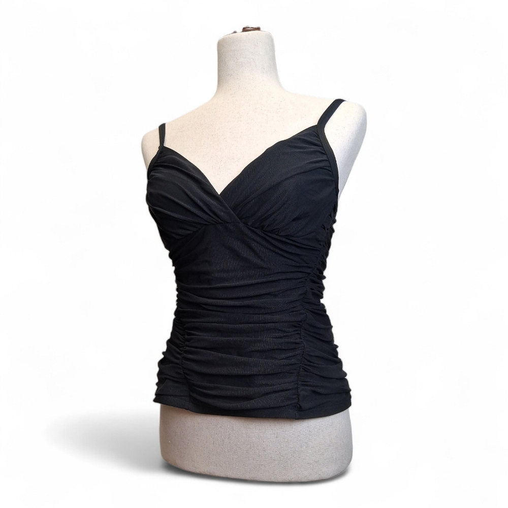 Be Creative Chic Black Ruched Bikini Top Size 10